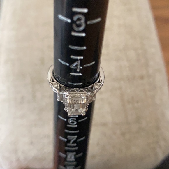 🪞 TACORI Diamond Engagement wedding Emerald Cut 18k Gold Ring - Picture 6 of 17